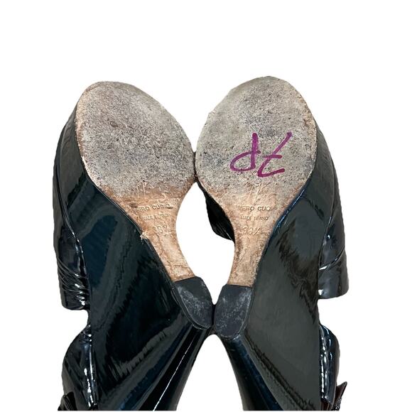 Giuseppe Zanotti Black Patent Leather Platform Wedges Slingback Peep Toe 8.5 - Picture 7 of 7